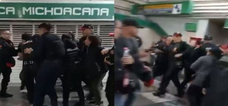 Se viraliza pelea entre policías y ambulantes en la estación Chabacano del Metro