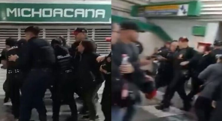 Se viraliza pelea entre policías y ambulantes en la estación Chabacano del Metro