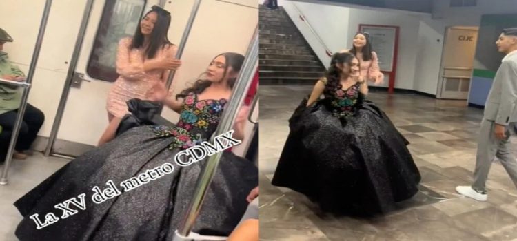 Quinceañera se viraliza al llegar a su fiesta en el Metro capitalino