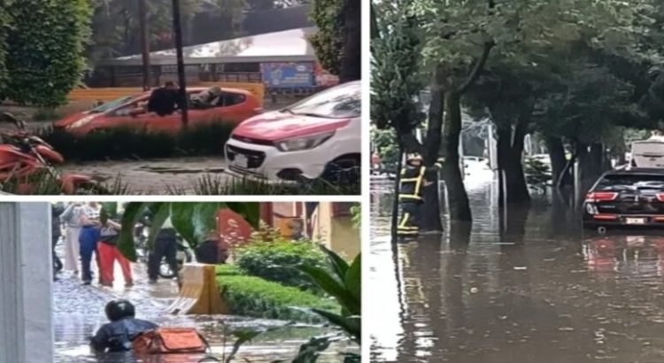 Lluvias en CDMX provocan inundaciones, vehículos terminan bajo el agua