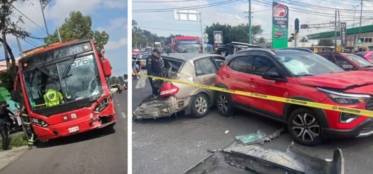 Metrobús se queda sin frenos y provoca choque múltiple