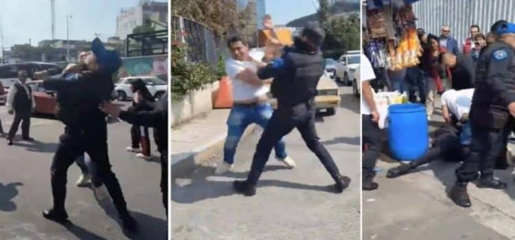 Policía y comerciante protagonizan pelea en CDMX