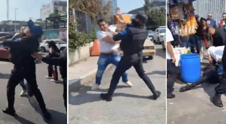 Policía y comerciante protagonizan pelea en CDMX