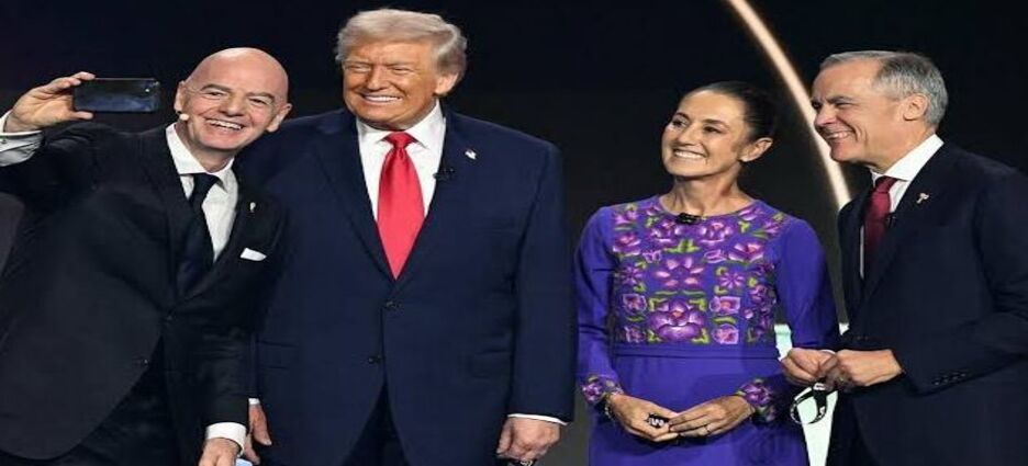 Titulo: Así fue el primer encuentro entre Sheinbaum y Trump en el sorteo del Mundial 2026