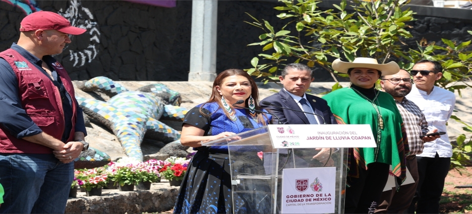 Inaugura Brugada Jardín de Lluvia en Coapa para mitigar inundaciones cerca del Estadio Azteca