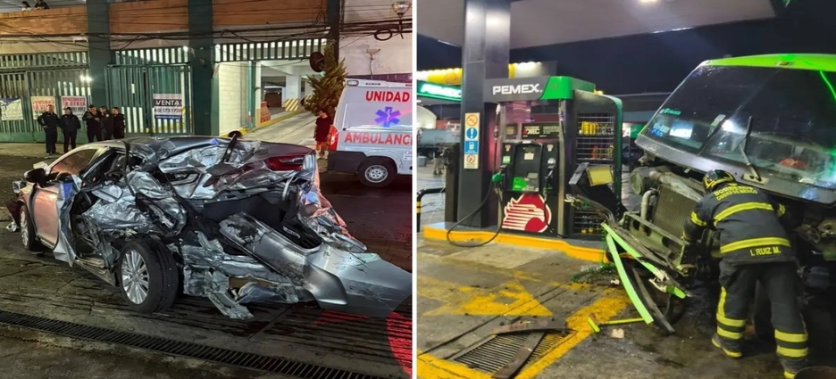 Camión de pasajeros choca contra gasolinera en Periférico; deja varios lesionados en CDMX