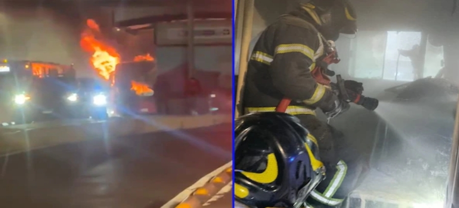 Incendio consume unidad del Metrobús en Iztapalapa